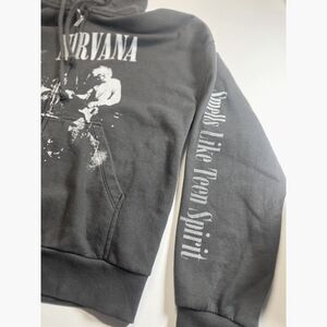 Nirvana Smells Like Teen Spirit Zip Hoodie XS Black Grunge Band Graphic H&M